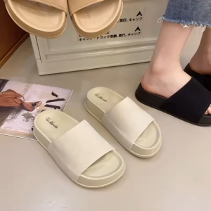 BossGo New Chunky Sole Slippers Slides With Gamuza Strap Open Toe For Womens Footwear (+1 upsize bigger)