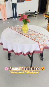 4~10 Seat Advanced Round Tablecloth PVC Waterproof Oil-Proof Anti-scratch Anti-scalding Mantel Kitchen Dining Table Cover