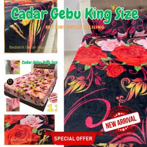 Cadar Gebu Super King 3in1 Teflon Coral Fleece Mattress Cover Milk Bed Flannel Protective Superking Size 200 x 220c