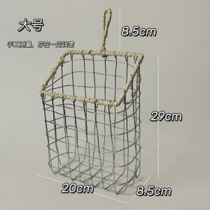 Nordic Style Iron Art Woven Storage Basket Wall Mounted Fruit Kitchen Storage Basket Simple Retro Design Utility Basket