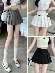 White Pleated Mini Skirt Womens A-Line Mini Skirt Spring Summer New Style High Waist Korean Style Slimming Skirt