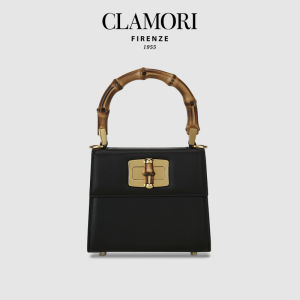 Luxury Commuter Bag Black Calfskin Bamboo Design