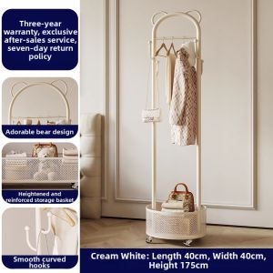 Trendy Cream Style Multi-Function Standing Clothes Hanger with Schoolbag Storage
