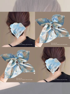 NING ZHOU | Oil Painting Style Blue Satin Pearl Head Rope