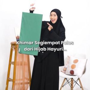 Hijab Hayuri Khimar Segi Empat Polos - Jilbab Segiempat 120x120 130x130 145x145 cm - Bahan Woolpeach Grade A