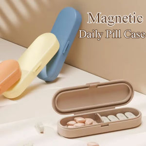 New Magnetic Pill Case Portable Mini Lucifuge Medicines Organizer Container for Purse Pocket Daily Travel Tablets Storage Holder