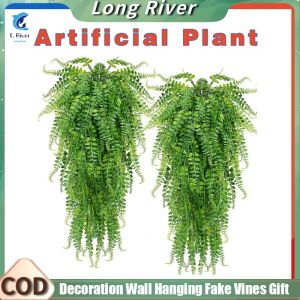 Artificial Hanging Leaves Arrangement Fern Tropical Plants Succulents Hanging Plants Greenbox Vivid Artificial Green Plant Home Garden Decoration Wall Hanging Fake Vines Gift