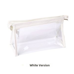 Large Capacity Transparent Cartoon Pen Bag Womens Simple Pure Color High Aesthetic Value College Student Makeup Bag Storage Bag