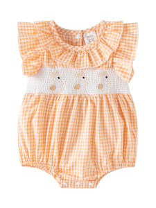 Prince Danton | Gingham Embroidery Ruffle Romper