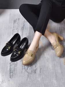 ปากลึกของแท้ หนัง Slip-On ผู้หญิง รองเท้า ทันสมัย รองเท้าส้นสูงแพลตฟอร์มกันน้ํา หลากหลาย รองเท้าทํางานเดินทาง