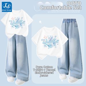 JS | New Summer Set for Girls T-shirt and Jeans