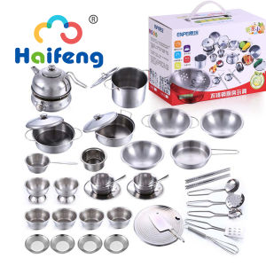 25Pcs Children Stainless Steel Pretend Play Food Kitchen Cookware Set Toy Mini Cooking Game Pot Shovel Tinplate Kid Kitchen Toy