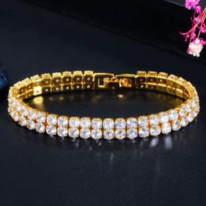 Sequito fashoin trang sức nữ mạ vàng đầy đủ Pave thiết lập vòng AAA CZ Zircon lập phương Tiệc tiệc Vòng tay chuỗi kim cương trang trí cổ tay B310