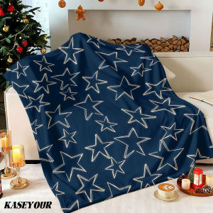 Beast Kingdom | Navy Blue Gold Line Star Winter Summer Flannel Blanket Throw Fleece Soft Fuzzy Plush Cozy Fleece Blankets for Sofa Ideal Gifts