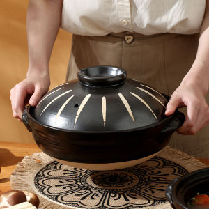 หม้อทอดดินเผาสไตล์ญี่ปุ่นพร้อมฝาปิด ดีไซน์เรโทรที่เหมาะสําหรับการใช้งานประจําวัน เหมาะสําหรับเตาแก๊สและเตาอินดักชัน ของขวัญที่สมบูรณ์แบบสําหรับคนรักอาหาร