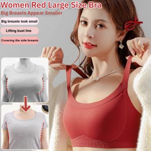 Women's Red Large Size Bra: Show Small No Trace & Anti-Sagging Control