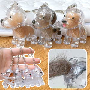 Dog Pendant Keychains / Transparent Pet Fur Container / Pet Lovers Souvenir Gifts / Backpack Hanging Accessories