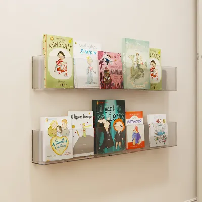 WUBUWEI | Wall Mounted Acrylic Book Display Storage Rack