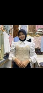 Atasan wanita cantik Korean style Lengan Balon Bagus Mewah Ukuran Ld 90 cm PJ 50 Cm