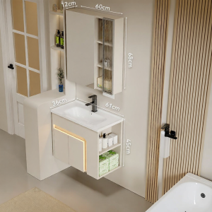 MAKEMINGTUO | Narrow Storage Side Beehive Aluminum Ceramic Integral Basin Vanity