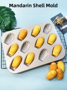 12-Cavity Non-Stick Long Shell Baking Mold for Home Use Oven Golden Madeleine Cake Tool French Style Baking Utensil Kitchen Accessory