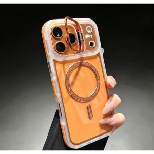 Lens Kickstand For Magsafe Magnetic Phone Case For iPhone 11 12 13 14 15 16 Plus 17 18 Pro Max Shockproof Protective Clear Cover