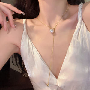 Pull-out Pearl Tassel Necklace Korean Fashion Neck Lace Simple Chain Necklace for Girls Accessories Jewelry for Women