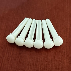 6pcs Real Bone Acoustic Guitar Bridge Pins Pure Bone Bridge Pin with Brass Circle for Folk Guitar Replacement Accessories