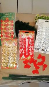 NUVOX 36pcs Christmas Bows Ornaments Christmas Tree Bowknot Xmas Wreath Bow Mini Bow Satin Ribbon Bow for Xmas Tree Hanging Decoration Golden