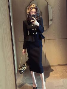 DANTING | Elegant French Style Two-Piece Spring Outfit Black