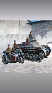 Academy Science 13556 1/35 German Panzer I Type B & Motorcycle Model Kit | Tank & Armored Vehicle with Figures & Photo-Etched Parts | Requires Assembly & Painting