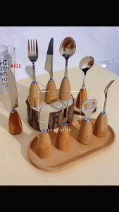 {Tách lẻ} Bộ dụng cụ làm bếp 11 món inox cán gỗ dễ thương