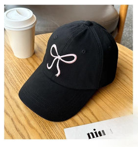 Mũ Bóng Chày Thêu Nơ Màu Trơn Dành Cho Nữ Phong Cách Hàn Quốc Ngoài Trời Cotton Mềm Mại Snapback Sun Visor Mũ Đi Xe Đạp