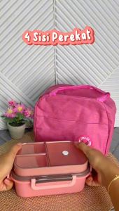 Eatkit 2in1 Kotak Makan Set Tempat Makan 2 Tingkat 3 Sekat Anti Tumpah I Lunch Box Susun Free Sendok Garpu Portable I Bpa Free