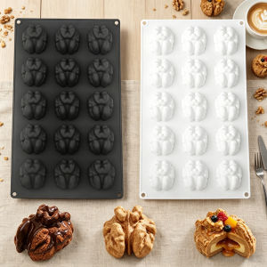 Walnut Kernel Design 15-Cell Silicone Chocolate Mold Food Grade Mousse Cake Mould Ice Tray Dessert Tools Kitchen Bakeware