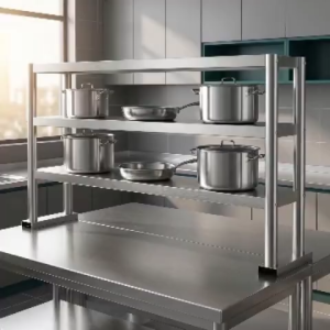 NINI 2/3-Tier Over-Counter Organizer | Stainless Steel Kitchen Countertop Storage Rack | Spice & Pot Storage Shelf | 304 Stainless Steel Kitchen Rack