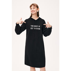 SEIFINI | Hooded Black Slimming Straight Cut Dress