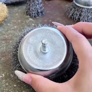 NiuXiang(NewShark) | 3Pcs Wire Brush Wheel & Cup Brush Set for Drill 1/4" Hex Shank Coarse Carbon Steel Drill Attachment for Rust Removal