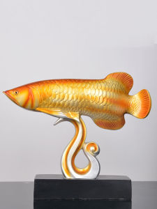 American Style Home Decorative Wealth Attracting Golden Dragon Fish Figurine TV Cabinet Entrance Soft Decoration New Chinese Style Accessories