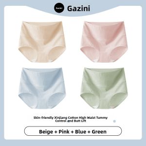 JIAZINI | Antibacterial Full Cotton High-Waist Tummy-Control Underwear for Large Sizes