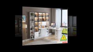 BÀN HỌC – BÀN LÀM VIỆC LIỀN KỆ GỖ MDF TỦ CÁNH KÍNH CÓ ĐÈN LED BLV402 - NỘI THẤT LẮP RÁP VIENDONGADV