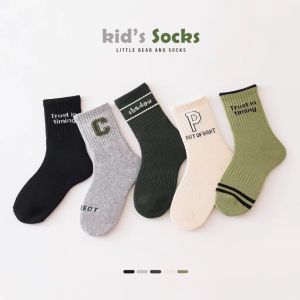 5 Pairs Letter Sports Children Boys Socks Trendy Cool Cute Vitality Comfortable Soft Breathable Socks For Kids Boys Girls