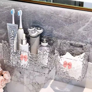 Hộp Đựng Khăn Mặt Treo Tường Phòng Tắm Đa Năng Giá Để Đồ Trang Điểm Bàn Làm Sạch Giá Để Bàn Chải Đánh Răng Chổi