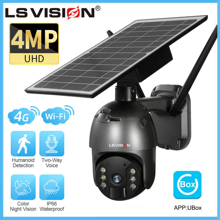 Ls Vision K Mp G Wifi Solar Cctv Camera W Solar Panel Ip Waterproof Outdoor Full Color