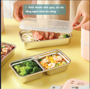 Hộp cơm cắm điện văn phòng 3 tầng 4 khay inox giữ nhiệt tự nấu chín đồ ăn hâm nóng đồ ăn bảo hành 12 tháng