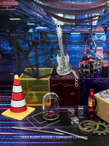 เสียงสัตว์เลี้ยง Skullpanda Night City Cyberpunk Micro Scene Technology Future Feeling Scene Props Model Display Box