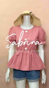 RIA Clothing Sabrina Round Neck Peplum Ribbon Blouse Trendy Top Casual Women Office Outfit Medium to Large