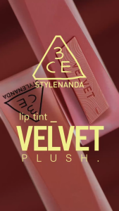3CE Velvet Lip Tint Plush Soft Blur Matte 24H Non-Drying Lightweight Comfortable Lipstick Asian Shades K-Beauty Makeup