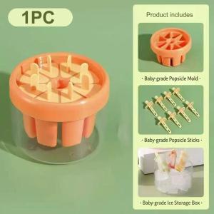Reusable Ice Cream Mold 8 Hole Clear Plastic Base Non-stick Homemade Ice Tray With Handle for Kids DIY Snacks