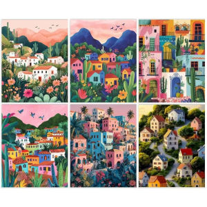 5D DIY Full Drill Diamond Painting Kit Village Houses Landscape Scene For Adults Home Decoration DIY Gift Relaxing Hobby
